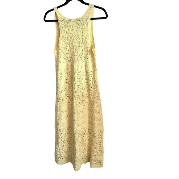 Zara Dresses & Skirts - Zara Yellow Sleeveless Open Back Crochet Knit Dress Size Medium
